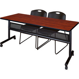 Regency® Kobe Privacy Nesting Table with 2 Zeng Black Stack Chairs 72