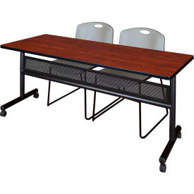 Regency® Kobe Privacy Nesting Table with 2 Zeng Gray Stack Chairs 72