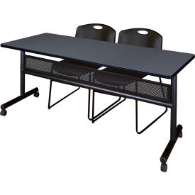 Regency® Kobe Privacy Nesting Table with 2 Zeng Black Stack Chairs 72