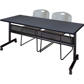 Regency® Kobe Privacy Nesting Table with 2 Zeng Gray Stack Chairs 72