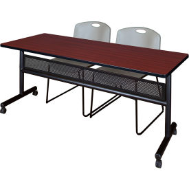 Regency® Kobe Privacy Nesting Table with 2 Zeng Gray Stack Chairs 72