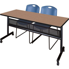 Regency® Kobe Privacy Nesting Table with 2 Zeng Blue Stack Chairs 72