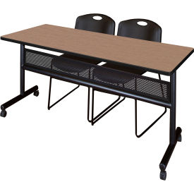 Regency® Kobe Privacy Nesting Table with 2 Zeng Black Stack Chairs 72