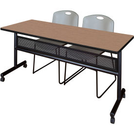 Regency® Kobe Privacy Nesting Table with 2 Zeng Gray Stack Chairs 72