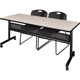 Regency® Kobe Privacy Nesting Table with 2 Zeng Black Stack Chairs 72