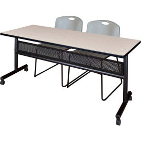 Regency® Kobe Privacy Nesting Table with 2 Zeng Gray Stack Chairs 72