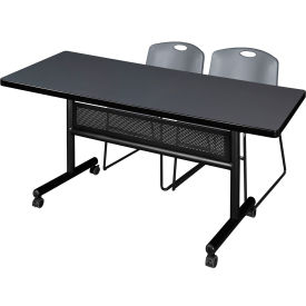 Regency® Kobe Privacy Nesting Table with 2 Zeng Gray Stack Chairs 72