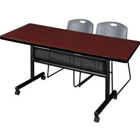 Regency® Kobe Privacy Nesting Table with 2 Zeng Gray Stack Chairs 72