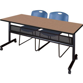Regency® Kobe Privacy Nesting Table with 2 Zeng Blue Stack Chairs 72