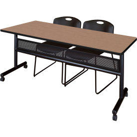 Regency® Kobe Privacy Nesting Table with 2 Zeng Black Stack Chairs 72
