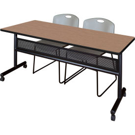 Regency® Kobe Privacy Nesting Table with 2 Zeng Gray Stack Chairs 72