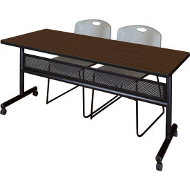 Regency® Kobe Privacy Nesting Table with 2 Zeng Gray Stack Chairs 72