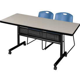 Regency® Kobe Privacy Nesting Table with 2 Zeng Blue Stack Chairs 72