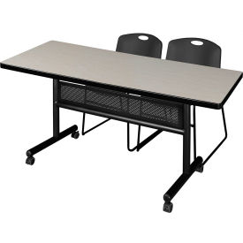 Regency® Kobe Privacy Nesting Table with 2 Zeng Black Stack Chairs 72