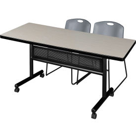 Regency® Kobe Privacy Nesting Table with 2 Zeng Gray Stack Chairs 72
