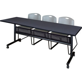 Regency® Kobe Privacy Nesting Table with 2 Zeng Gray Stack Chairs 84