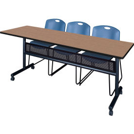 Regency® Kobe Privacy Nesting Table with 2 Zeng Blue Stack Chairs 84