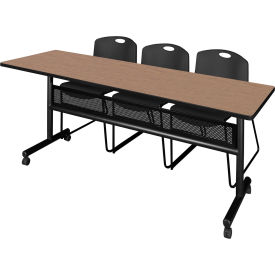Regency® Kobe Privacy Nesting Table with 2 Zeng Black Stack Chairs 84