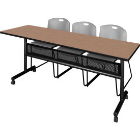 Regency® Kobe Privacy Nesting Table with 2 Zeng Gray Stack Chairs 84