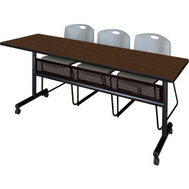 Regency® Kobe Privacy Nesting Table with 2 Zeng Gray Stack Chairs 84