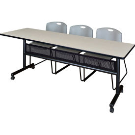 Regency® Kobe Privacy Nesting Table with 2 Zeng Gray Stack Chairs 84