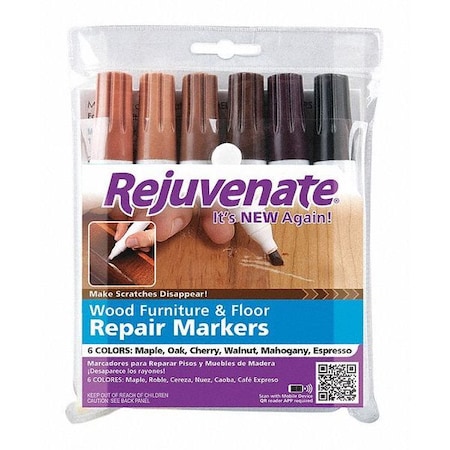 Paint Marker, Medium Tip, Cherry, Espresso, Mahogany, Maple, Oak, Walnut Color Family, Paint, 6 PK MPN:HG-R65341