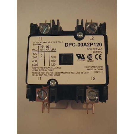 120VAC Definite Purpose Contactor 2P 30A MPN:DPC-30A2P120