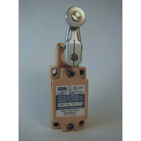 Limit Switch, Lever, Roller, 1NC/1NO, 10A at 125V AC, Actuator Location: Side MPN:RCL-300