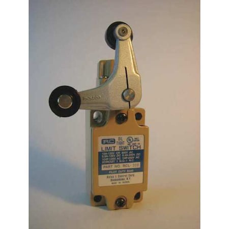 Limit Switch, Lever, Roller, 1NC/1NO, 10A at 125V AC, Actuator Location: Side MPN:RCL-310