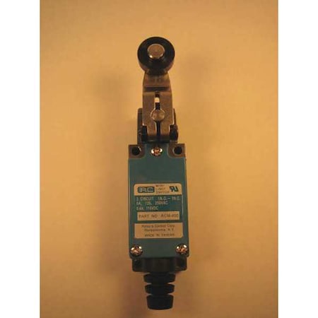 Limit Switch, Adjustable Lever, Roller, 1NC/1NO, 5A at 250V AC, Actuator Location: Side MPN:RCM-401
