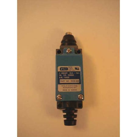 Limit Switch, Plunger, Push Rod, 1NC/1NO, 5A at 250V AC, Actuator Location: Top MPN:RCM-408