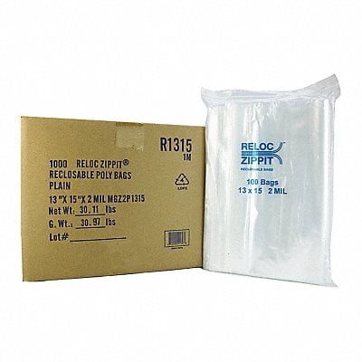 Reclosable Poly Bag Zip Seal PK1000 MPN:R1315
