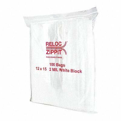 Reclosable Poly Bag Zip Seal PK1000 MPN:WR1215