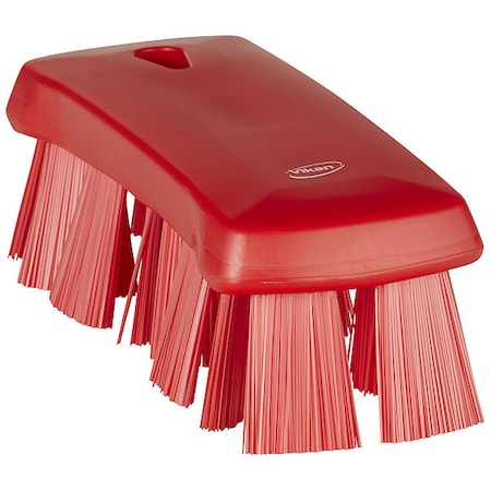 2 5/8 in W Scrub Brush, Stiff, 6 7/8 in L Handle, 6 7/8 in L Brush, Red, Polypropylene MPN:38914