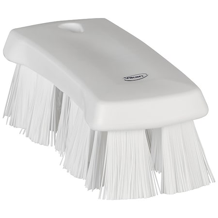 2 5/8 in W Scrub Brush, Stiff, 6 7/8 in L Handle, 6 7/8 in L Brush, White, Polypropylene MPN:38915