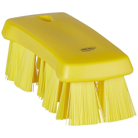 2 5/8 in W Scrub Brush, Stiff, 6 7/8 in L Handle, 6 7/8 in L Brush, Yellow, Polypropylene MPN:38916