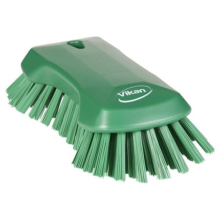 Scrub Brush, Stiff, 7 1/2 in L Handle, 9 1/8 in L Brush, Green, Polypropylene, 9 1/8 in L Overall MPN:38942