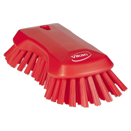 Scrub Brush, Stiff, 7 1/2 in L Handle, 9 1/8 in L Brush, Red, Polypropylene, 9 1/8 in L Overall MPN:38944