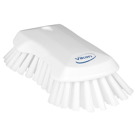 Scrub Brush, Stiff, 7 1/2 in L Handle, 9 1/8 in L Brush, White, Polypropylene, 9 1/8 in L Overall MPN:38945