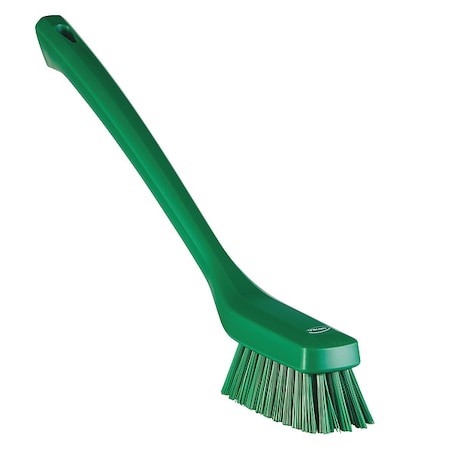 1 73/100 in W Scrub Brush, Stiff, 12 in L Handle, 4 33/100 in L Brush, Green, Plastic MPN:41852
