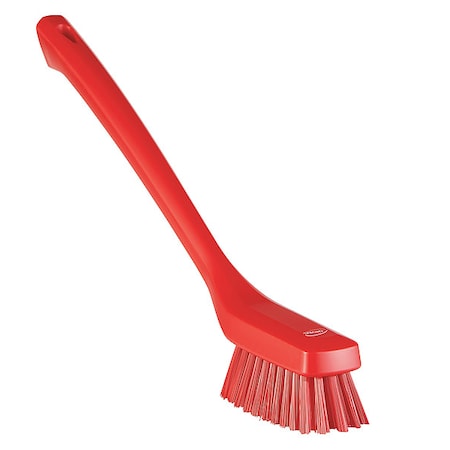 1 73/100 in W Scrub Brush, Stiff, 12 in L Handle, 4 33/100 in L Brush, Red, Plastic MPN:41854