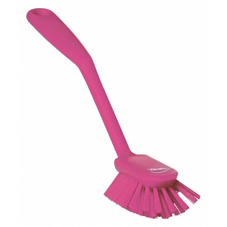 2 25/64 in W Dish Brush, Medium, 8 in L Handle, 3 1/8 in L Brush, Pink, Plastic MPN:42371