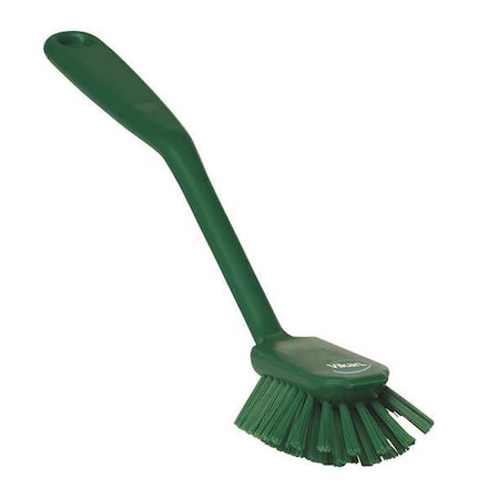 2 25/64 in W Dish Brush, Medium, 8 in L Handle, 3 1/8 in L Brush, Green, Plastic MPN:42372