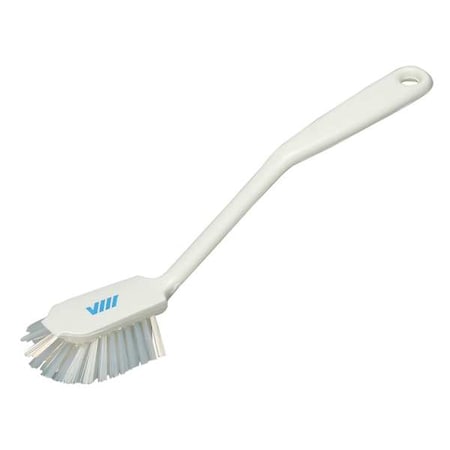 2 25/64 in W Dish Brush, Medium, 8 in L Handle, 3 1/8 in L Brush, White, Plastic MPN:42375