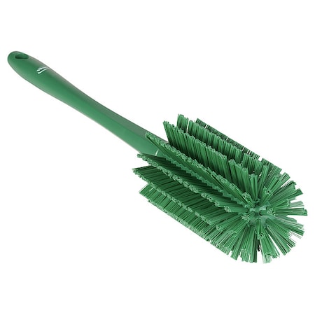 Bottle Brush, Medium, 10 1/4 in L Handle, 6 1/2 in L Brush, Green, Polypropylene MPN:5382802