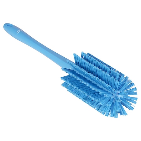 Bottle Brush, Medium, 10 1/4 in L Handle, 6 1/2 in L Brush, Blue, Polypropylene MPN:5382803