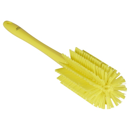 Bottle Brush, Medium, 10 1/4 in L Handle, 6 1/2 in L Brush, Yellow, Polypropylene MPN:5382806