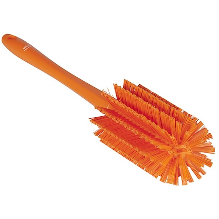 Bottle Brush, Medium, 10 1/4 in L Handle, 6 1/2 in L Brush, Orange, Polypropylene MPN:5382807