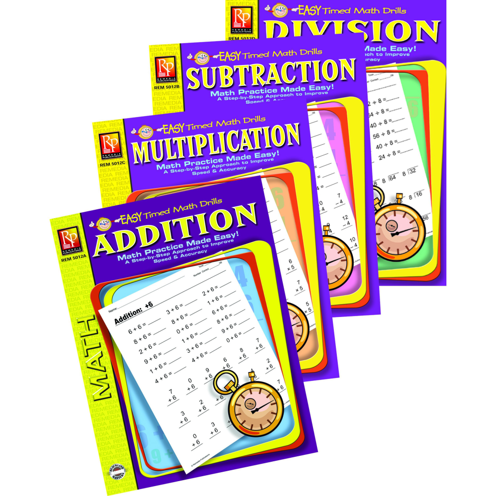 Remedia Publications Easy Timed Math Drills: 4 Book Set MPN:REM5012E