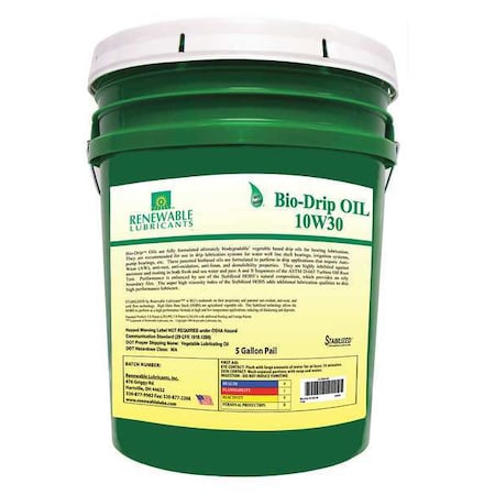 Drill Oil, Pail, Yellow, 10W-30, 5 gal. MPN:84024
